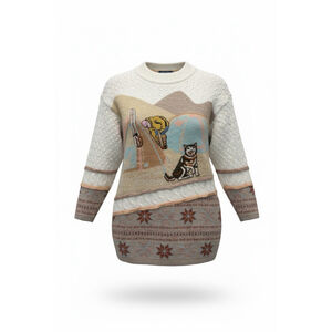 Vintage Bogner Alpaca Knit Sweater Dog & Camping Scene‎ Folk Art Women’s Size 10